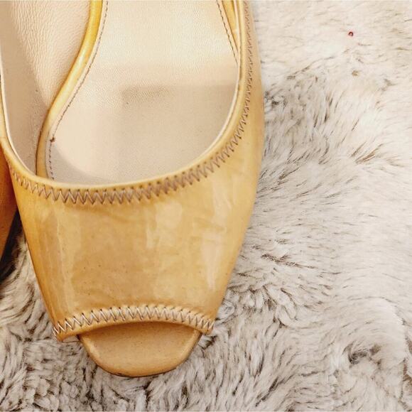 PRADA YELLOW PEEP TOE LEATHER PUMP SIZE 39 6.5 - Picture 5 of 12